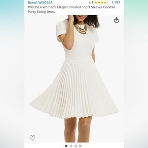 NWT white dress with pleated skirt size Large